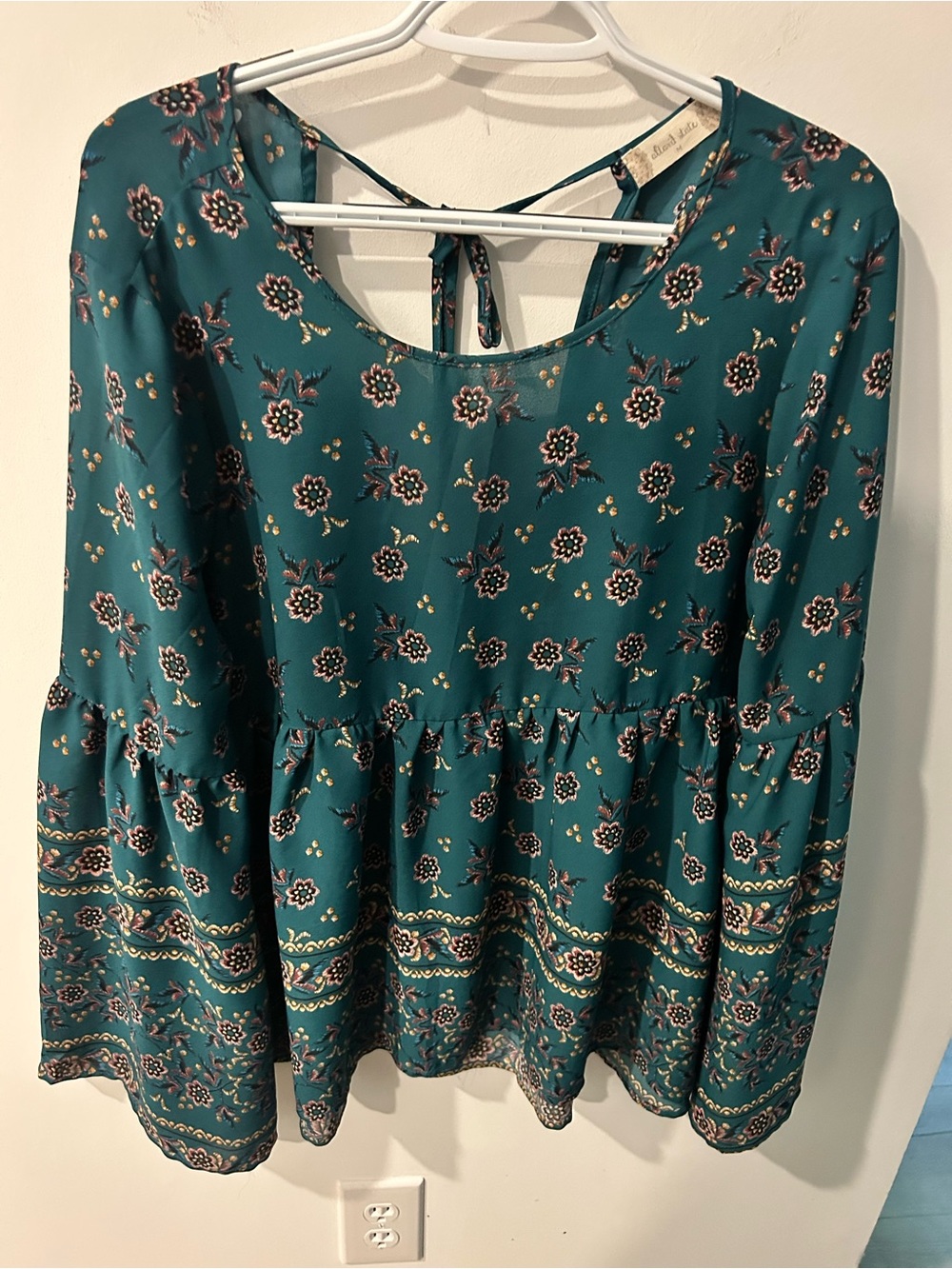 Altar'd State Teal Floral Peasant Tunic
